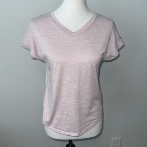 Columbia V-Neck Lightweight Short Sleeve Light Pink Knit Tee Shirt Womens XS